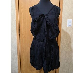 Mustard‎ Seed Ruffle Romper Tie Front Sleeveless Black Jumpsuit Size S